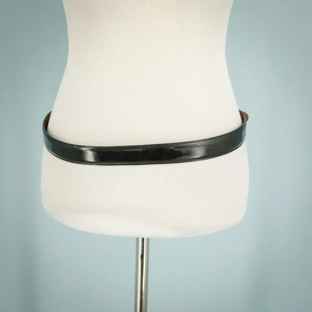 Coach Size 36 Black Polished Cowhide Leather Buckle Adjustable Belt Style 5936